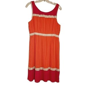 Minuet | Colorblock Kokopelli Pleated Fit and Flare Dress (Size Large)